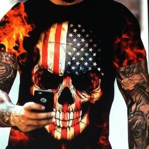 Unbranded men’s skull American flag T-shirt xxl